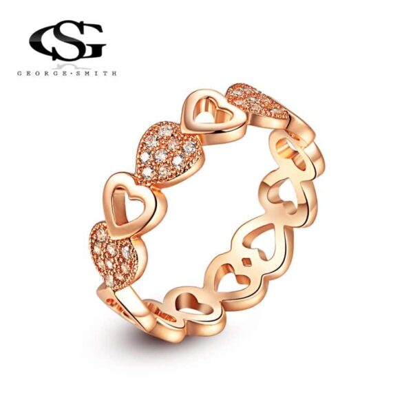 Gold Plated Classic Design Heart Solitaire 1ct Zirconia Diamond Ring