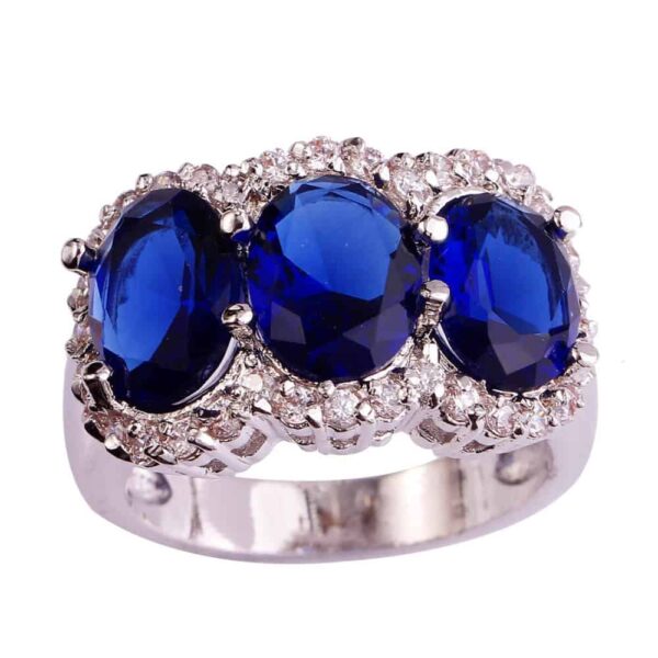 Sapphire Quartz & White Topaz Silver Ring