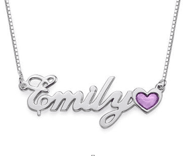 Sterling Silver Name Necklace with Colour Charm