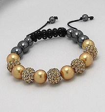 Two Tone Gold Shamballa Bracelet