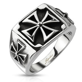 Triple Iron Cross Cast Ring Stainless Steel