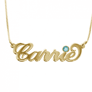 18K Gold-Plated Silver Name Necklace with Swarovski