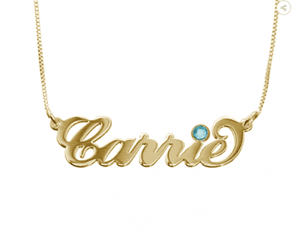 18K Gold-Plated Silver Name Necklace with Swarovski