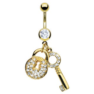Lock and Key Gold 14kt Gold Plated Navel Ring