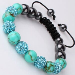 Turquoise and Crystal Shamballa Bracelet