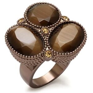 Brilliant Brown Top Grade Crystals Coffee Ion Plated Ring