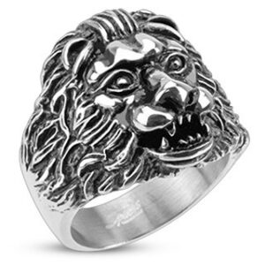 Lion Head Cast Ring in Stainless Steel