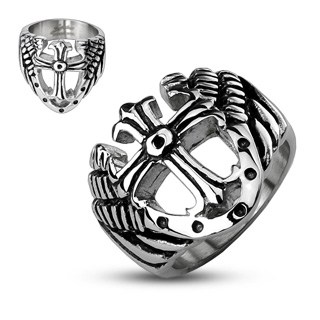 ROYAL CROSS SHIELD BAND RING