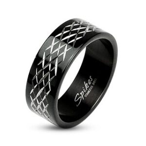 316L Stainless Steel Black IP 'XXX' Etched Ring
