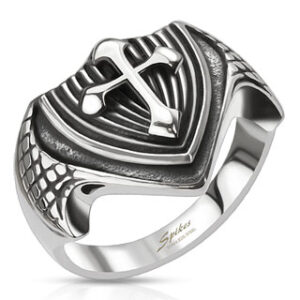 Dragon Wing Cross Shield Cast Ring Stainless Steel