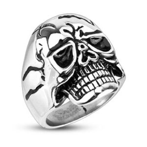 Cracked Mask Death Skull Wide Cast Ring