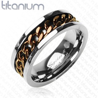 Solid Titanium Ring with IP Coffee Chain Inlay