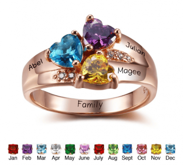 Rose Gold Plated Personalised Birthstone Ring