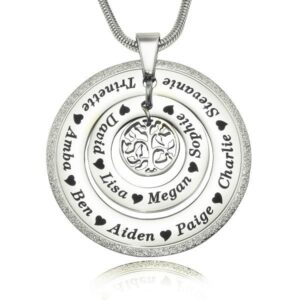 Sparkling Circles of Loved Ones Tree Personalised Necklace - Silver