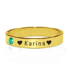 Stackable Personalised Birthstone Ring - Gold