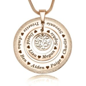 Sparkling Circles of Loved Ones Tree Personalised Necklace - Rose Gold
