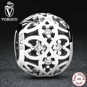 925 Sterling Silver Intricate Lattice Openwork Ball With Clear CZ