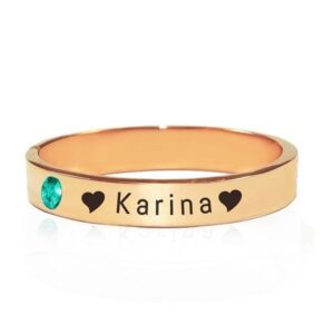Stackable Personalised Birthstone Ring - Rose Gold
