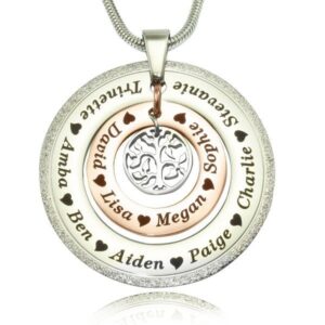 Sparkling Circles of Loved Ones Tree Personalised Necklace - Two Tone Rose Gold