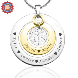 Circles of Loved Ones Tree Personalised Necklace - Two Tone Gold