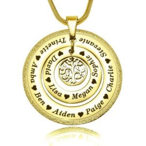 Sparkling Circles of Loved Ones Tree Personalised Necklace - Gold