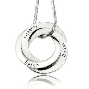 Interlinked Russian Rings Necklace - Silver