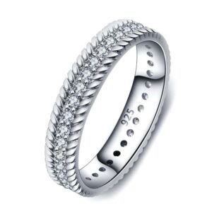 Braided Sterling Silver Ring with CZ Stones