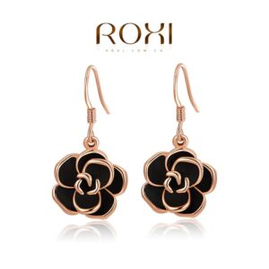 Roxi Black & Gold Flower Earrings