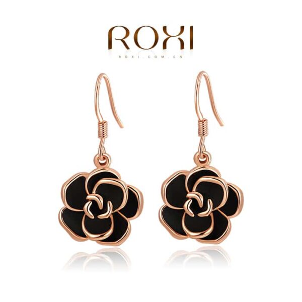 Roxi Black & Gold Flower Earrings