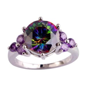 Mysterious Rainbow CZ Purple & Silver Ring