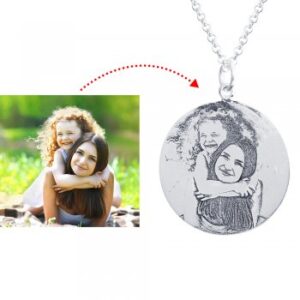 Personalised Round Photo Necklace In Sterling Silver