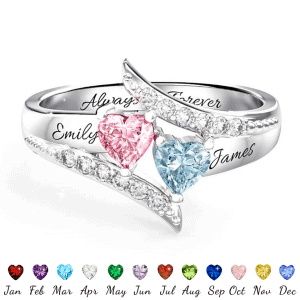 Elegant Birthstone & Engraved Sterling Silver Ring