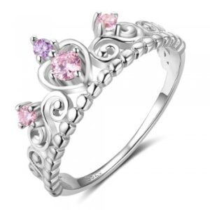 Sterling Silver Crown CZ Heart Ring