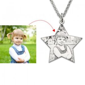Personalised Star Photo Necklace In Sterling Silver