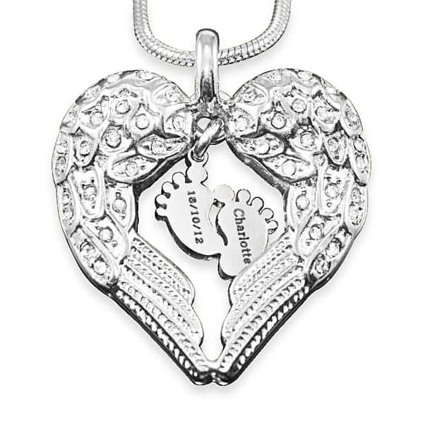 Angels Heart Necklace with Feet Insert - Silver