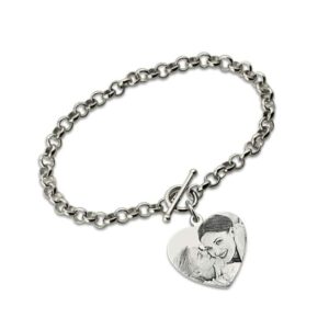 Custom Heart Photo Bracelet In Sterling Silver
