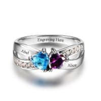 Birthstone & Engraved Sterling Silver Criss Cross Ring