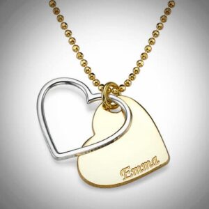 Customised Heart Necklace for Couples in Two Tones