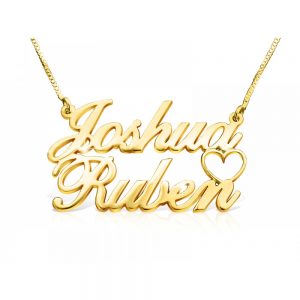 Gold Plated Double Name Necklace