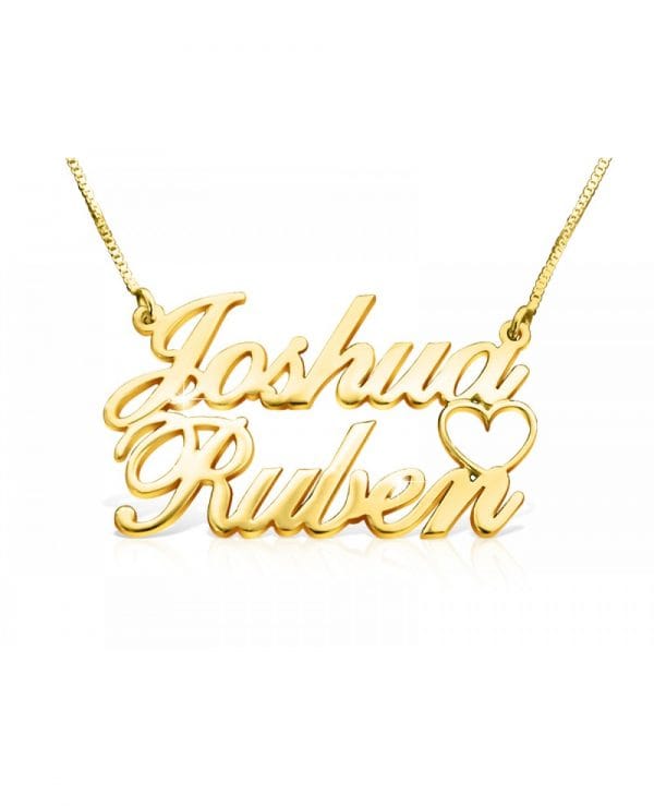 Gold Plated Double Name Necklace