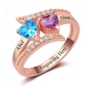 Personalised Rose Gold Plated Birthstone Ring