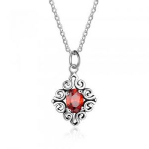 Vintage Irish Celtic Garnet 925 Sterling Silver Necklace With 45CM Chain