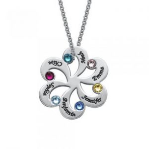 6 Stone Family Flower Pendant Mother's Necklace