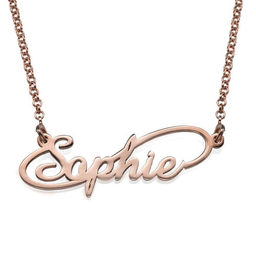 Infinity Style Name Necklace with Rose Gold Plating