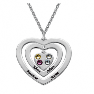 Sterling Silver Custom Made 4 Name and 4 Birthstone Mother's Necklace