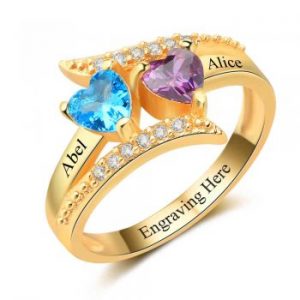Personalised Gold Plated Birthstone Ring