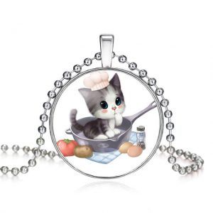 Cute Cat Glass Pendant