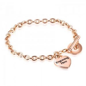 Engraved Personalised Rose Gold Plated Stainless Steel Bracelet