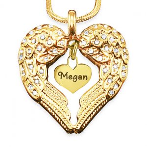 Angels Heart Necklace with Heart Insert - Gold