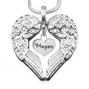 Angels Heart Necklace with Heart Insert - Silver